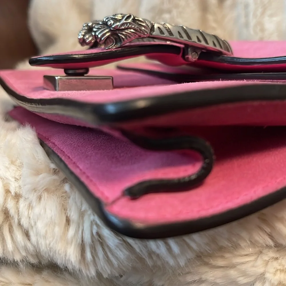LIKE NEW GUCCI DIONYSUS SMALL SUEDE PINK SHOULDER CROSS BODY SNAKE HEAD CLOSURE - Picture 7 of 16